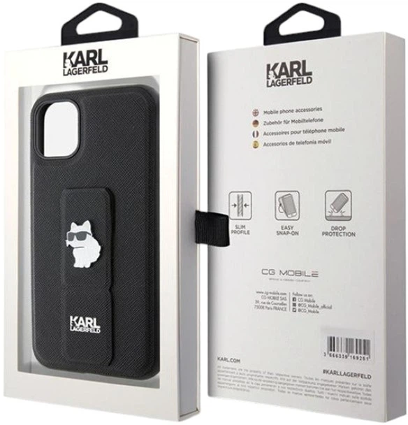 Etui Karl Lagerfeld Gripstand Saffiano Choupette Pin do Apple iPhone 11/Xr Black (KLHCN61GSACHPK) - obraz 8