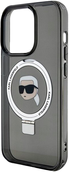 Etui Karl Lagerfeld Ring Stand Karl Head MagSafe do Apple iPhone 15 Pro Black (KLHMP15LHMRSKHK) - obraz 5