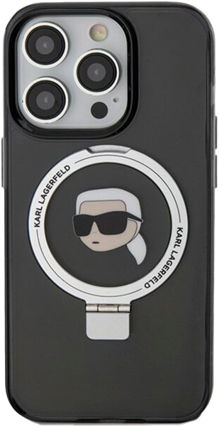 Etui Karl Lagerfeld Ring Stand Karl Head MagSafe do Apple iPhone 15 Pro Max Black (KLHMP15XHMRSKHK) - obraz 3