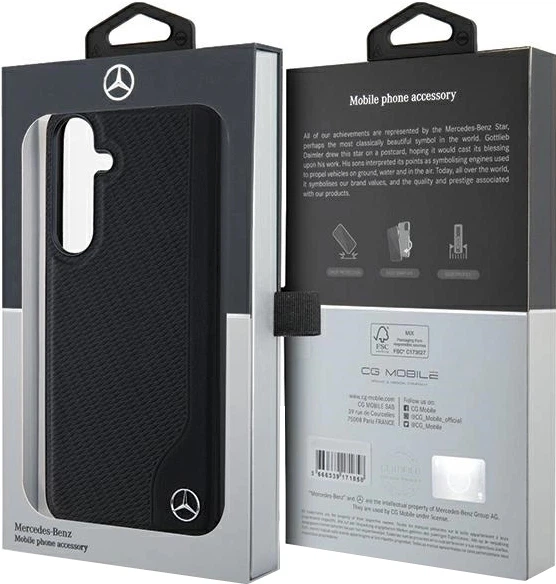 Etui plecki Mercedes Benz Leather Debossed Line na Samsung Galaxy S24 Plus (S926) z MagSafe Czarne (3666339240950) - obraz 8