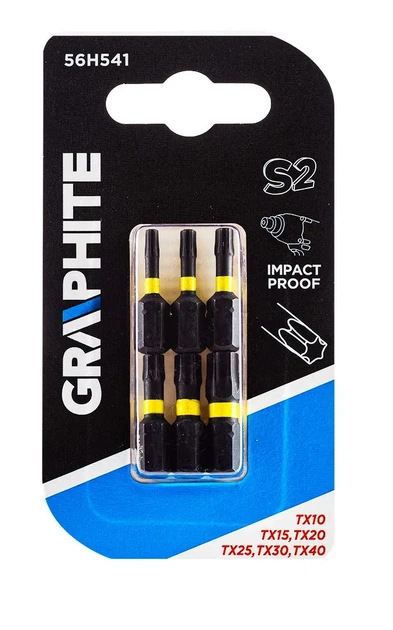 Біти GRAPHITE, набір 6шт, 1/4", ударні, TX, 25мм, сталь S2 (00124164) - изображение 2