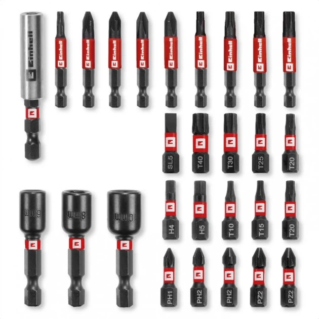 Набір біт і головок Einhell, 1/4", 28шт, кейс (00124034) - Фото 3 Набір біт і головок Einhell, 1/4", 28шт, кейс (00124034) - изображение 3