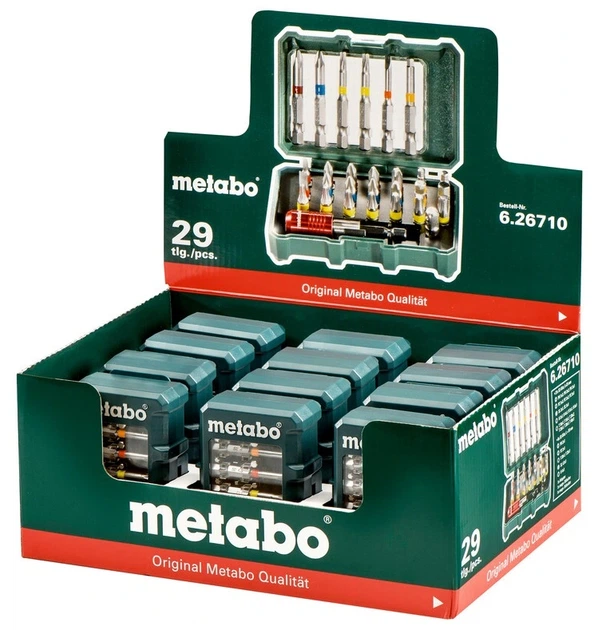 Біти Metabo BitBox, набір 29шт, 1/4", магнітний бітотримач, перехідник, SL,PH,PZ,H,T, сталь S2, кейс (00124177) - изображение 2
