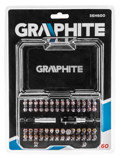 Біти GRAPHITE, набір 60шт, магнітні подовжувачі 2шт, SL,PH,PZ,H,TX,TT, 25мм, кейс (00124173) - изображение 3