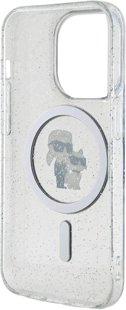 Etui Karl Lagerfeld Karl&Choupette Glitter MagSafe do Apple iPhone 15 Pro Transparent (KLHMP15LHGKCNOT) - obraz 4