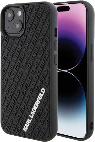 Etui Karl Lagerfeld 3D Rubber Multi Logo do Apple iPhone 15 Plus / 14 Plus Black (KLHCP15M3DMKRLK) - obraz 1