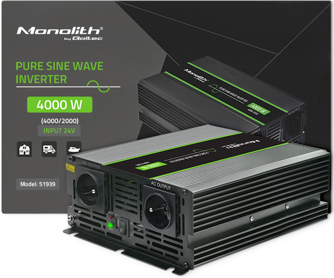 Инвертор 24 230 с чистой синусоидой 2000/4000Вт Qoltec - Фото 10 Инвертор 24 230 с чистой синусоидой 2000/4000Вт Qoltec - изображение 10