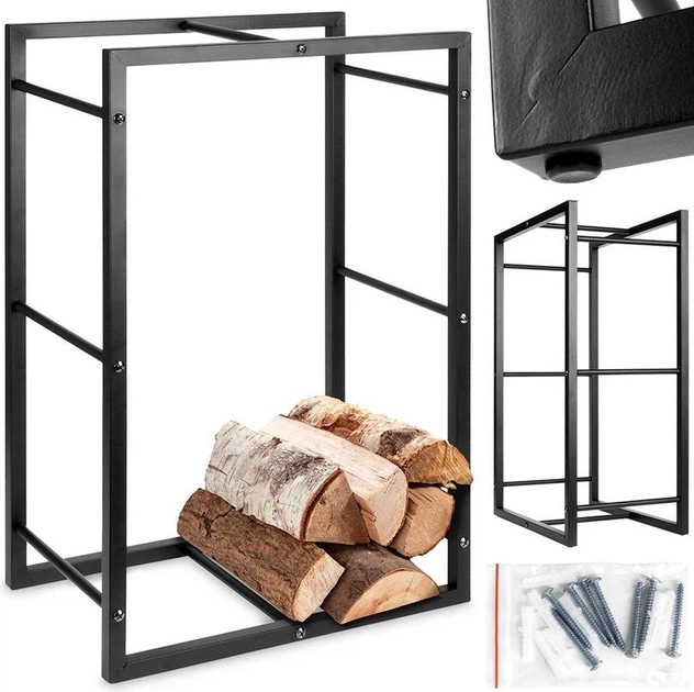 Stojak na drewno kominkowe Ambiance metalowy czarny 45 x 28 x 70 cm (8720573495622) - obraz 8