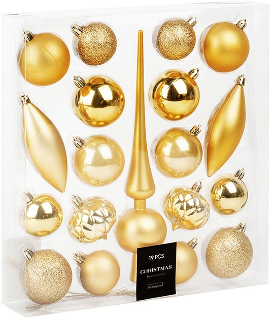 Набір ялинкових кульок Vilde 839494 ударостійкі з шипцем 19 шт (8721037257985) - зображення 1