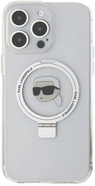 Панель Karl Lagerfeld Ring Stand Karl Head MagSafe для Apple iPhone 15 Pro Max White (KLHMP15XHMRSKHH) - зображення 3