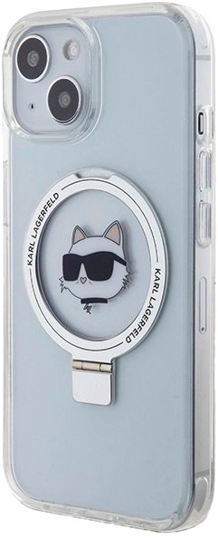 Панель Karl Lagerfeld Ring Stand Choupette Head MagSafe для Apple iPhone 15 Plus/14 Plus White (KLHMP15MHMRSCHH) - зображення 1