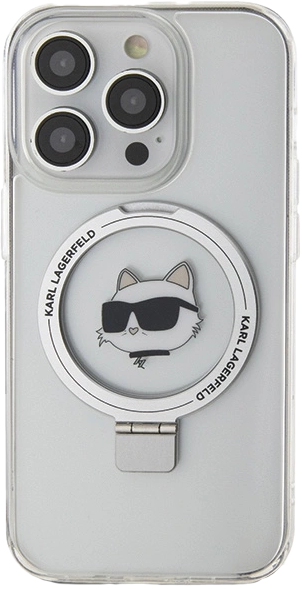 Etui Karl Lagerfeld Ring Stand Choupette Head MagSafe do Apple iPhone 15 Pro White (KLHMP15LHMRSCHH) - obraz 3