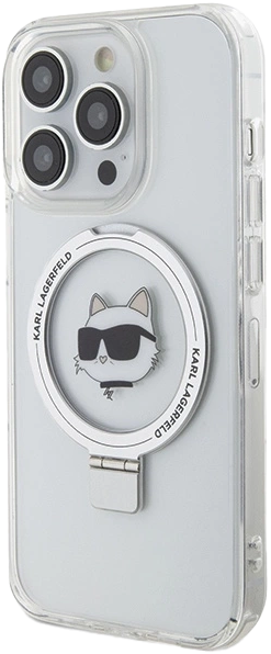 Etui Karl Lagerfeld Ring Stand Choupette Head MagSafe do Apple iPhone 15 Pro Max White (KLHMP15XHMRSCHH) - obraz 2