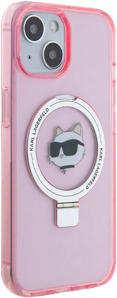 Etui Karl Lagerfeld Ring Stand Choupette Head MagSafe do Apple iPhone 15/14/13 Pink (KLHMP15SHMRSCHP) - obraz 4