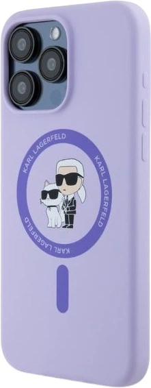 Etui plecki Karl Lagerfeld Silicone Karl&Choupette Heads Ring MagSafe do iPhone 15 Pro Max Purple (3666339254353) - obraz 2