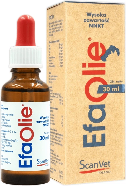 Krople ScanVet Efa Olie Kwasy Omega-3 i Omega-6 dla psów i kotów 30 ml (5903624842818) - obraz 1