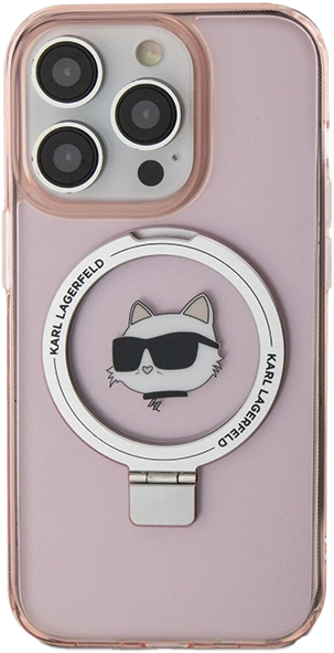 Etui Karl Lagerfeld Ring Stand Choupette Head MagSafe do Apple iPhone 15 Pro Pink (KLHMP15LHMRSCHP) - obraz 3