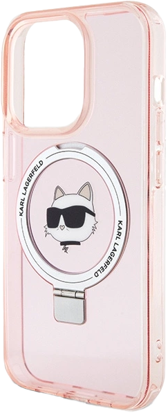 Etui Karl Lagerfeld Ring Stand Choupette Head MagSafe do Apple iPhone 15 Pro Max Pink (KLHMP15XHMRSCHP) - obraz 5