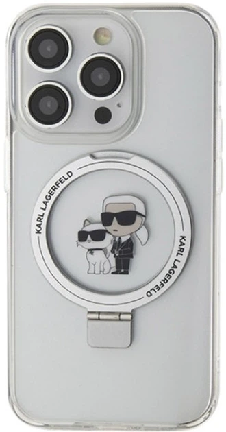 Etui Karl Lagerfeld Ring Stand Karl&Choupettte MagSafe do Apple iPhone 13 Pro Max White (KLHMP13XHMRSKCH) - obraz 2