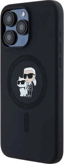 Etui plecki Karl Lagerfeld Silicone Karl & Choupette Ring MagSafe do iPhone 15 Pro Max Black (3666339254070) - obraz 2
