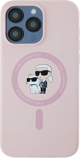 Etui plecki Karl Lagerfeld Silicone Karl & Choupette Ring MagSafe do iPhone 15 Pro Max Pink (3666339254490) - obraz 3