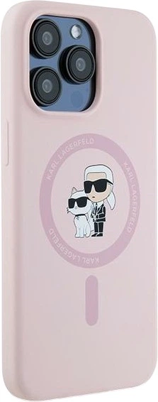 Etui plecki Karl Lagerfeld Silicone Karl & Choupette Ring MagSafe do iPhone 15 Pro Max Pink (3666339254490) - obraz 4