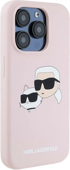 Etui plecki Karl Lagerfeld Silicone Karl & Choupette Head MagSafe do iPhone 15 Pro Pink (3666339256869) - obraz 4