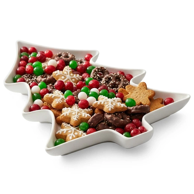 Talerz do serwowania Excellent Houseware 139506 w kształcie choinki porcelanowy Biała 35 x 26 x 3 cm (8721037544412) - obraz 2