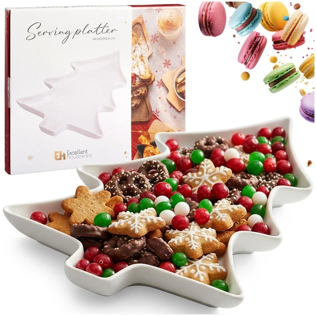 Talerz do serwowania Excellent Houseware 139506 w kształcie choinki porcelanowy Biała 35 x 26 x 3 cm (8721037544412) - obraz 4