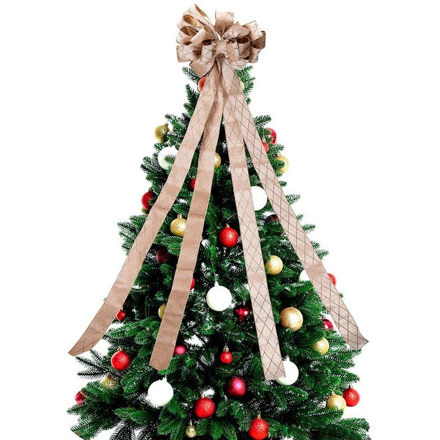 Декоративний бант Home Styling Collection 839566 на ялинку 130 x 33 см Бежевий (8721037679886) - зображення 2