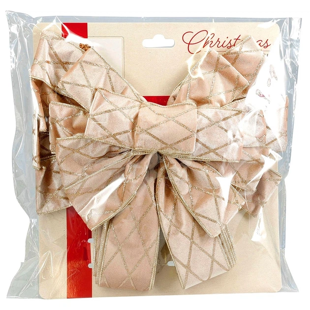 Декоративний бант Home Styling Collection 839566 на ялинку 130 x 33 см Бежевий (8721037679886) - зображення 4