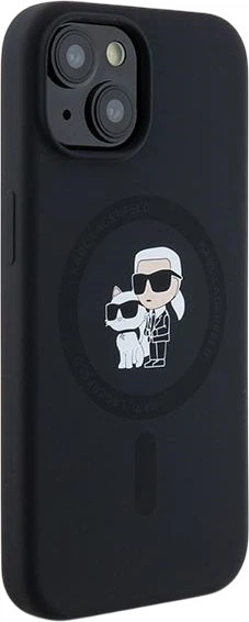 Панель Karl Lagerfeld Silicone Karl & Choupette Ring MagSafe для iPhone 15 Plus / 14 Plus Black (3666339254056) - зображення 4