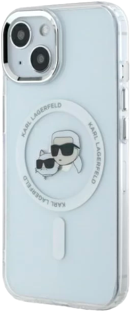 Панель Karl Lagerfeld IML Metal Karl&Choupette Head MagSafe do Apple iPhone 15 White (KLHMP15SHLSKCH) - зображення 2