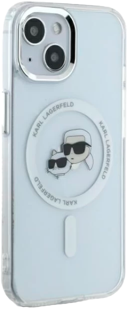 Панель Karl Lagerfeld IML Metal Karl&Choupette Head MagSafe do Apple iPhone 15 White (KLHMP15SHLSKCH) - зображення 4