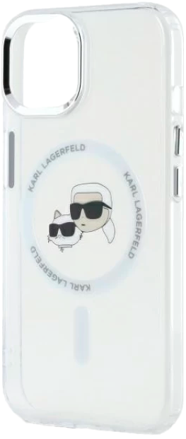 Панель Karl Lagerfeld IML Metal Karl&Choupette Head MagSafe do Apple iPhone 15 White (KLHMP15SHLSKCH) - зображення 6
