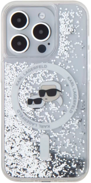 Панель Karl Lagerfeld Liquid Glitter Karl&Choupette Head Magsafe do Apple iPhone 15 Pro Transparent (KLHMP15LLGKCSGH) - зображення 3