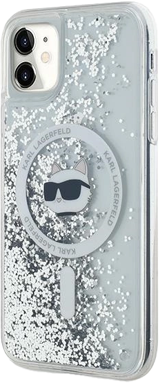 Etui Karl Lagerfeld Liquid Glitter Choupette Head Magsafe do Apple iPhone 11/Xr White (KLHMN61LGCHSGH) - obraz 2