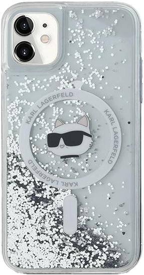 Etui Karl Lagerfeld Liquid Glitter Choupette Head Magsafe do Apple iPhone 11/Xr White (KLHMN61LGCHSGH) - obraz 3