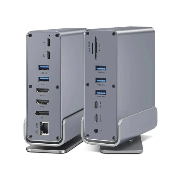 Хаб Док станція Deepfox-2519 15 в 1 з поворотною підставкою USB