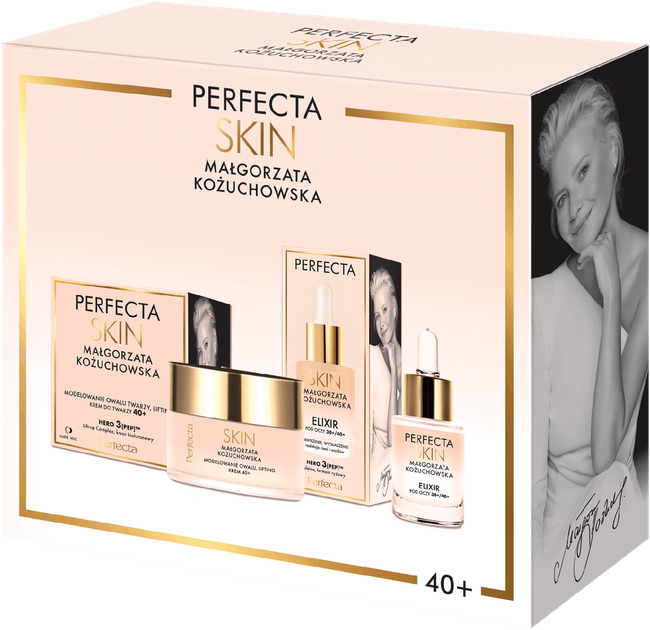 Набір для догляду за обличчям Perfecta Perfecta Skin Małgorzata Kożuchowska Крем для обличчя 40+ денний та нічний 50 мл + Еліксир для шкіри навколо очей 30+/40+ 15 мл (5900525095947) - зображення 1