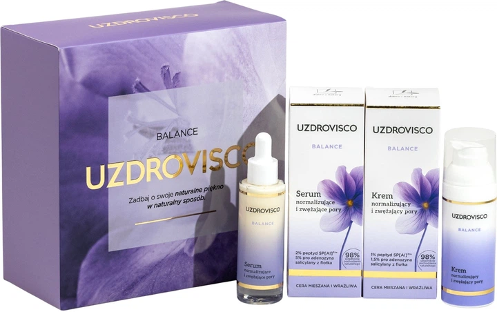Zestaw do pielęgnacji twarzy Uzdrovisco Balance Krem normalizujący 50 ml + Serum normalizujące 30 ml (5904917484500) - obraz 1