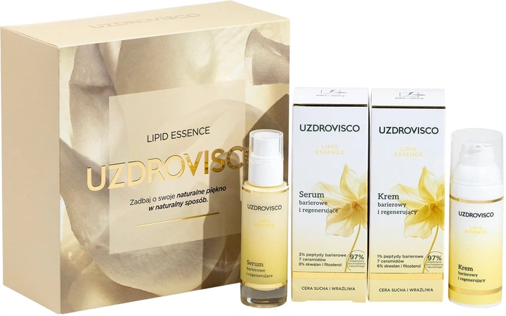 Zestaw do pielęgnacji twarzy Uzdrovisco Lipid Essence Krem barierowy 50 ml + Serum barierowy 30 ml (5904917484524) - obraz 1