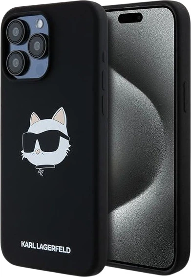 Etui plecki Karl Lagerfeld Silicone Choupette Head MagSafe do Apple iPhone 15 Pro Max Black (3666339257293) - obraz 1