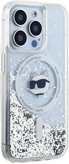 Etui Karl Lagerfeld Liquid Glitter Choupette Head Magsafe do Apple iPhone 14 Pro Transparent (KLHMP14LLGCHSGH) - obraz 3