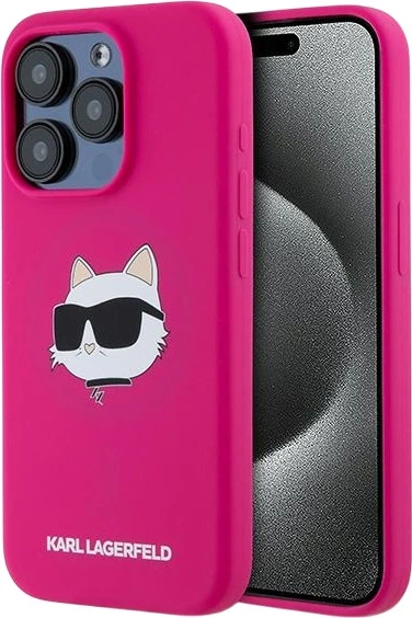 Etui plecki Karl Lagerfeld Silicone Choupette Head MagSafe do Apple iPhone 15 Pro Max Fuchsia (3666339257439) - obraz 1