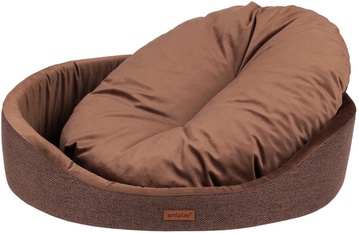 Legowisko dla psów Amiplay Siena owalne S Brązowe (5907563299122) - obraz 3