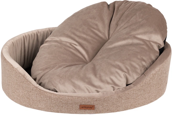 Legowisko dla psów Amiplay Siena owalne L Beżowe (5907563299214) - obraz 3