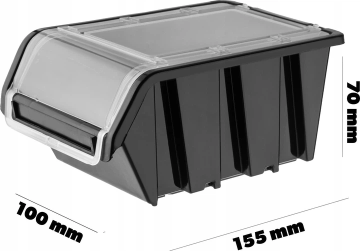 Zestaw kuwet warsztatowych z pokrywą Kadax KTR16 155 x 100 mm 20 szt. Czarne (5903699456781) - obraz 6