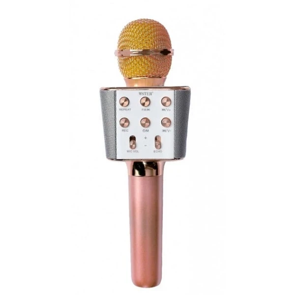 Микрофон-караоке беспроводной bluetooth WSTER WS-1688 Rose/Розовый - изображение 3