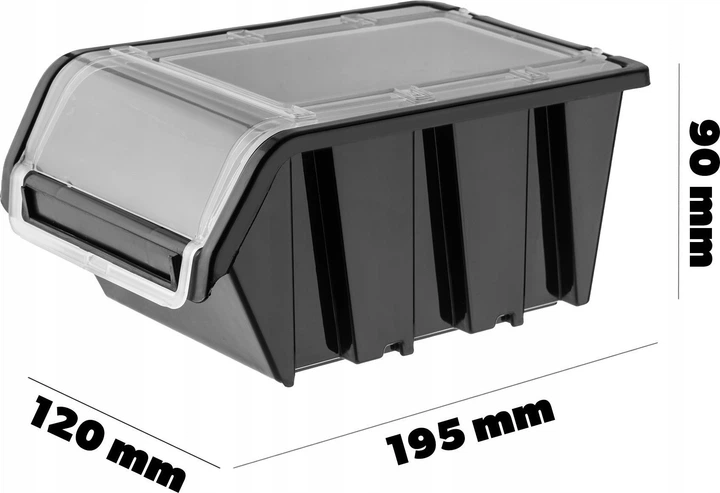Zestaw kuwet warsztatowych z pokrywą Kadax KTR20 195 x 120 mm 10 szt. Czarne (5903699456835) - obraz 6
